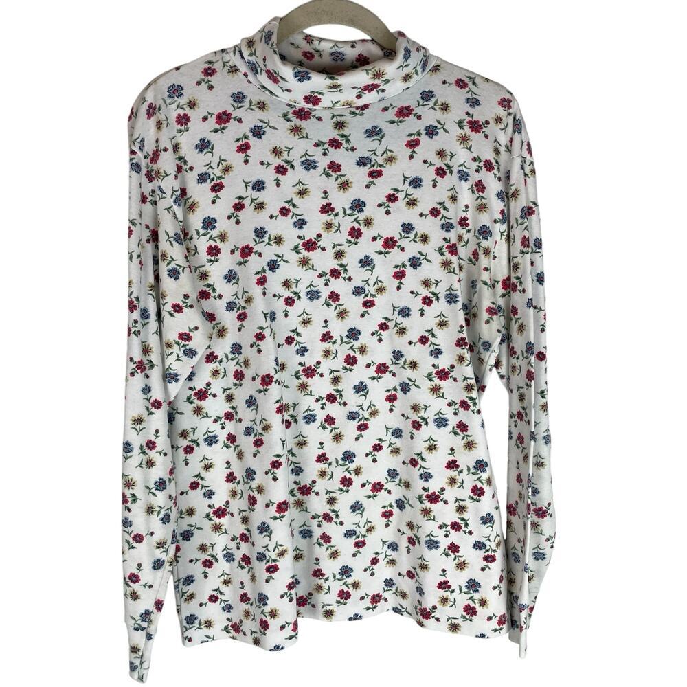 Vintage floral turtleneck long sleeve knit top size large